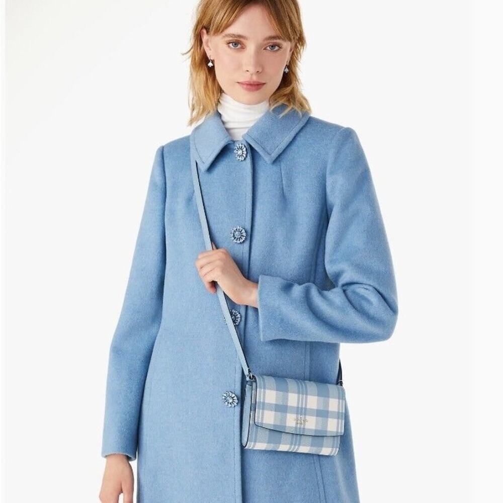 Kate Spade Crossbody Bag Small Blue Gingham Plaid New Retails $289‎ Cottagecore